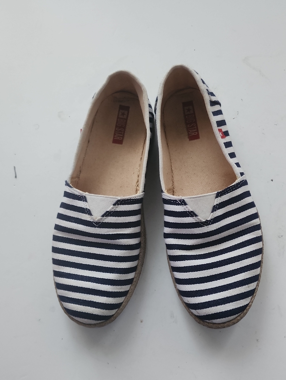 Big Star Navy and White Striped Slip-On Espadrilles